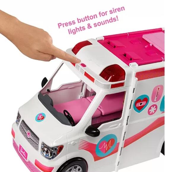 Mattel Barbie Care Clinic 2-in-1 Ambulance & Hospital Playset W/ Lights & Sounds - Picture 4 of 15